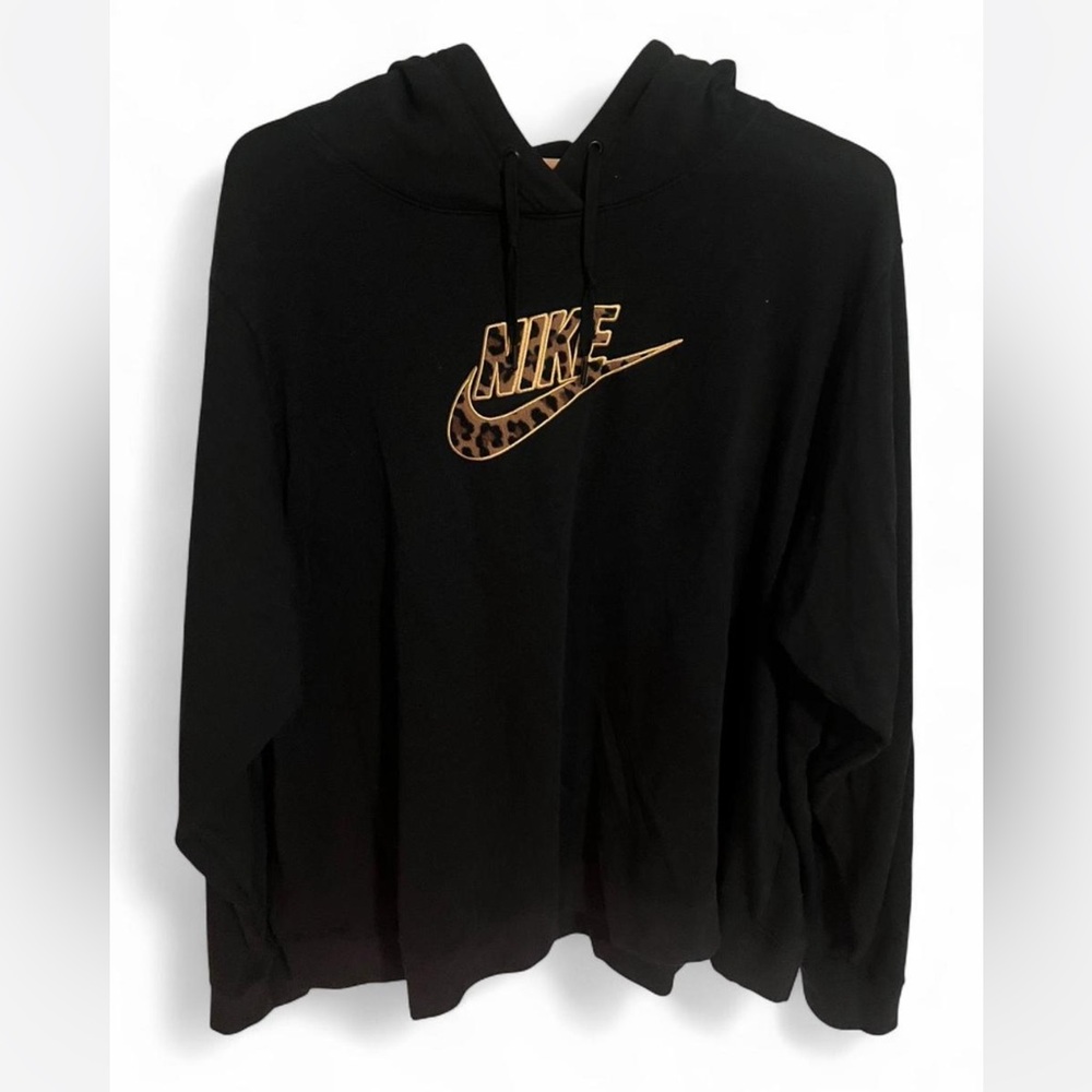 Nike Black Hoodie with Leopard Accents